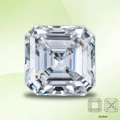 Moissanite Stone Asscher Cut D Color VVS1 Gemstone Lab Grown Diamond for Advanced Jewelry Making Materials with  Certificate