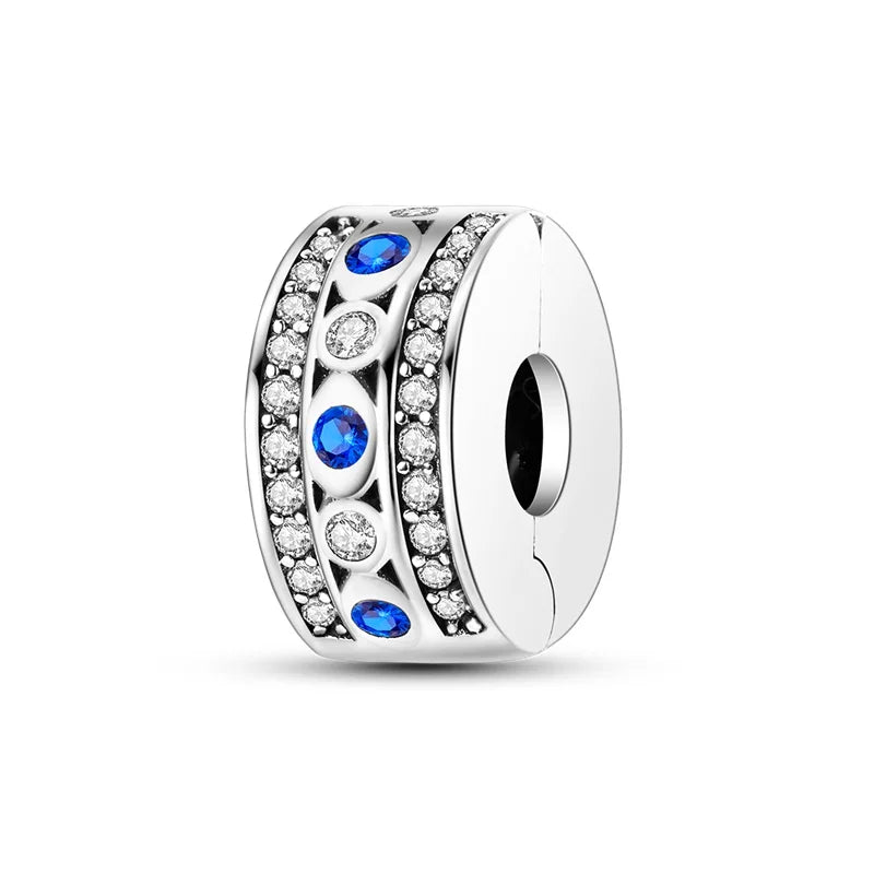 Original 925 Sterling Silver Clip Charm Inlaid Zircon Cat Butterfly Charm Silicone Spacer Beads For Women Bracelet DIY Jewelry