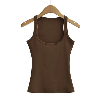 Women Scuplted Square Neck Tank Top