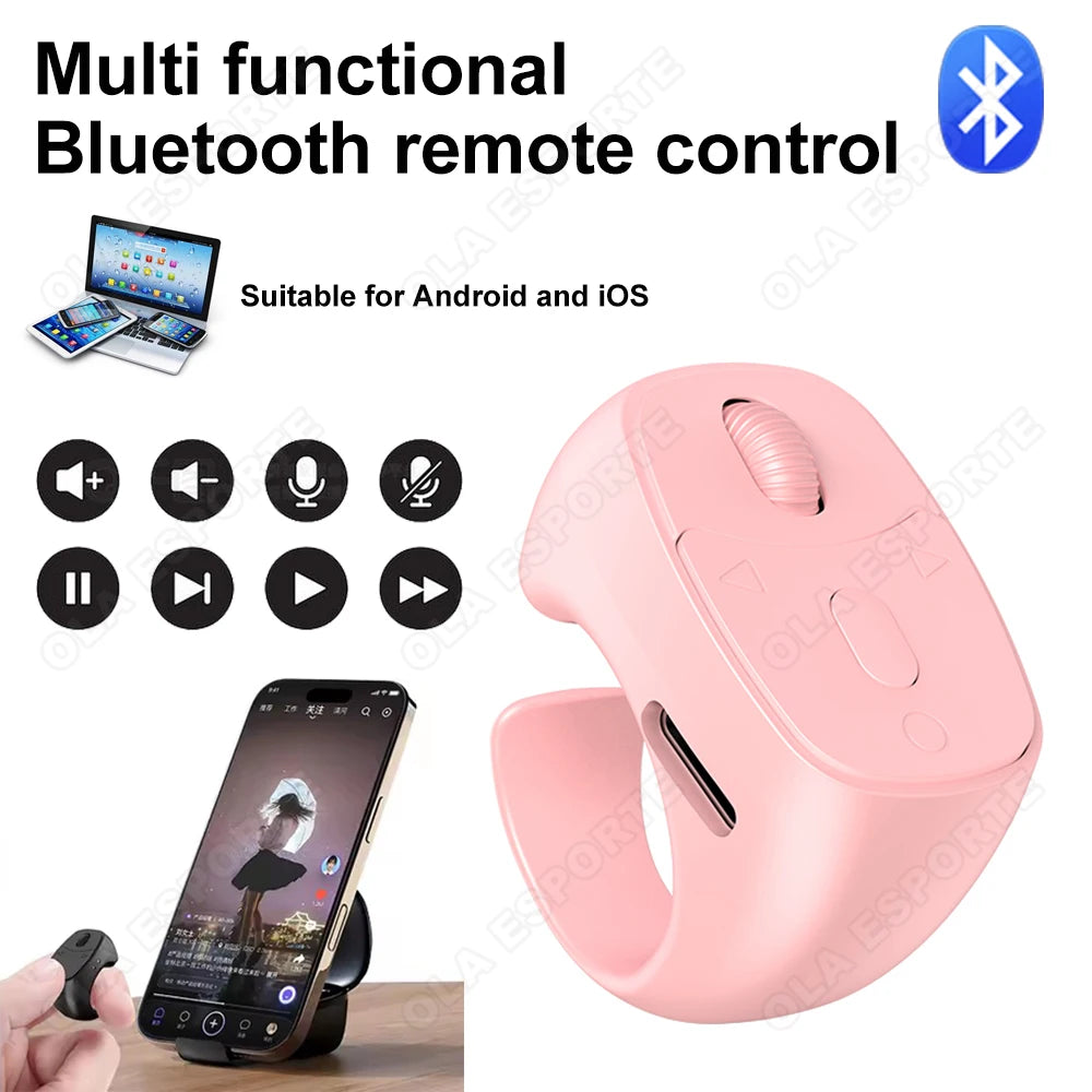 Remote Control Wireless Bluetooth Roller Fingertip Ring portable Mobile Mice Video Automatic Page Turner Browsing Ring R12