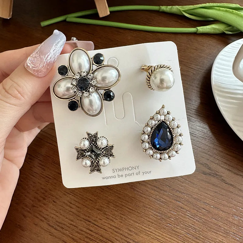 New Exquisite Brooch Set Elegant Socialite Vintage Baroque Pearl Men's And Women's Clothing Accessories, Badges Buckle Pins