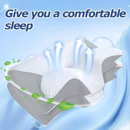 Ergonomic Contour Memory Foam Cervical Pillow Orthopedic Neck Support Pillow with Replaceable Pillowcase for Neck Pain Relief