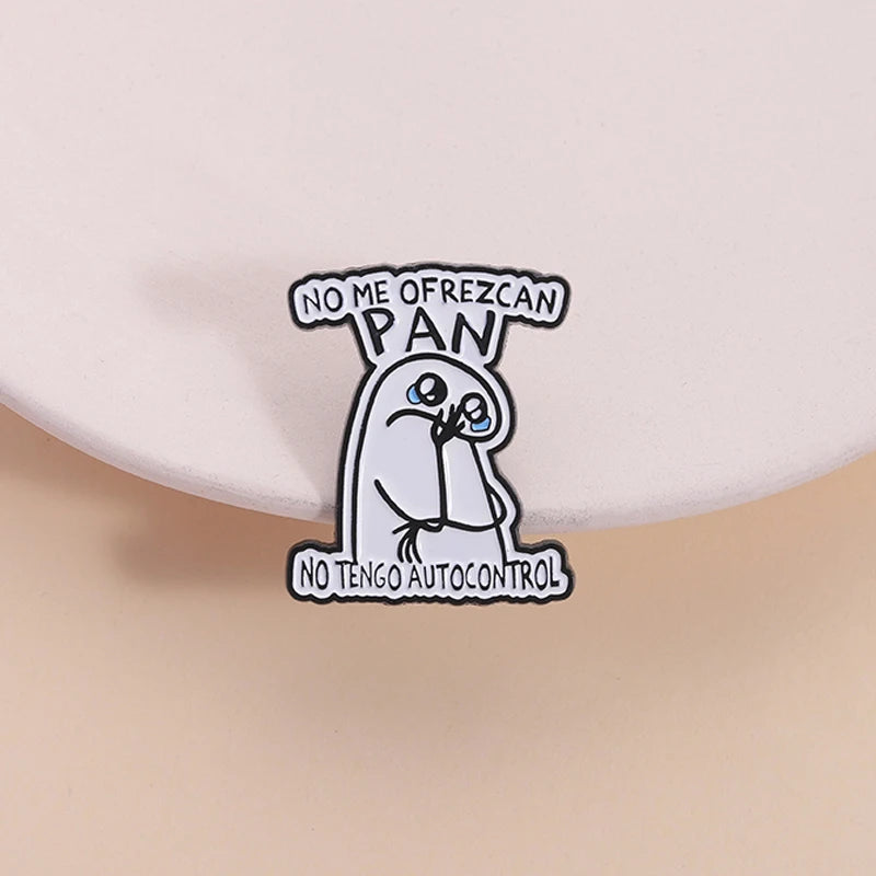 Funny Spanish Quote Enamel Pins No Me Ofrezcan PAN No Tengo Autocontrol Slaaaaaaay Metal Brooches Lapel Badge Jewelry Gifts