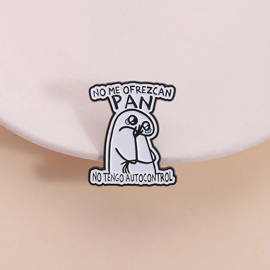 Funny Spanish Quote Enamel Pins No Me Ofrezcan PAN No Tengo Autocontrol Slaaaaaaay Metal Brooches Lapel Badge Jewelry Gifts