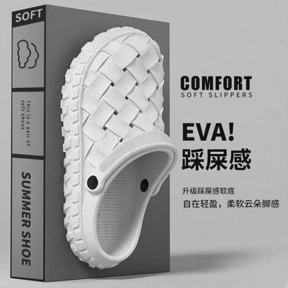 Men EVA Clogs Summer Woven Design Lightweight Soft Sole Non Slip Garden Shoes Breathable Slip On Casual Outdoor Beach Sandals