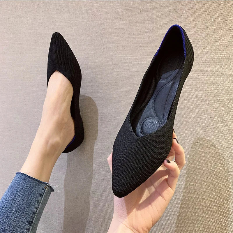 Women's flat shoes 2025 new fashionable patterns with various beautiful colors knitted breathable shoes