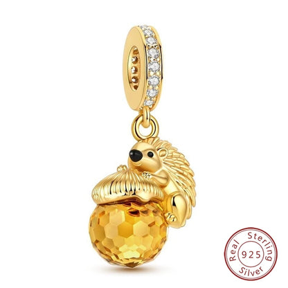 Hot Sales 925 Sterling Silver Golden Series Charms Leopard Little Bear Starfish Bow Bead Fit Original Bracelet DIY Women Jewelry