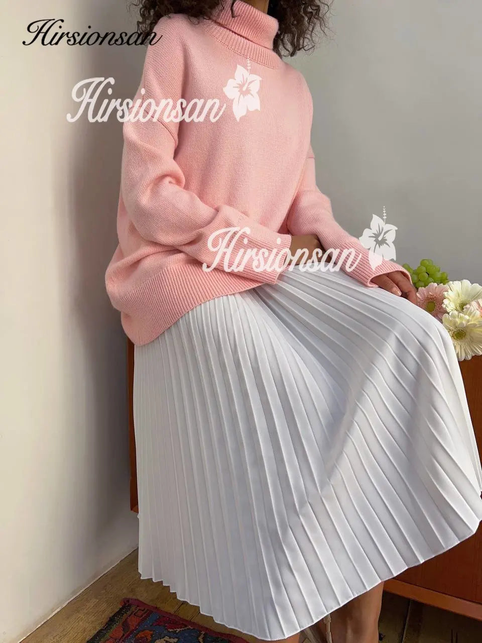 Hirsionsan Pleated Skirts Women 2023 Autumn New  Korean Fashion Vintage Solid A Line Skirt for Lady Chic Elegant Midi Skirt