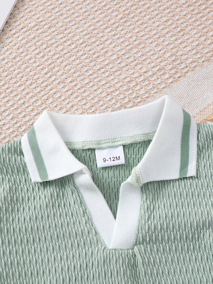 2Pcs Baby Boy Outfit Set Summer Fresh casual Short Sleeve Lapel Shirt + Shorts Toddler Infant Casual Kids Clothing For 0‑3Years