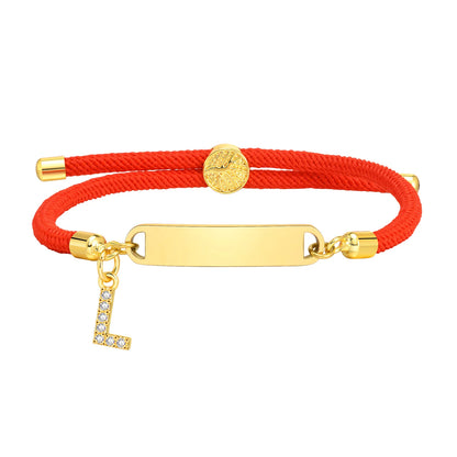 Custom Initial Letter Name Bracelet for Little Girl Boy, Personalised Birththday Gift, Red Thread Rope Bracelet Adjustable