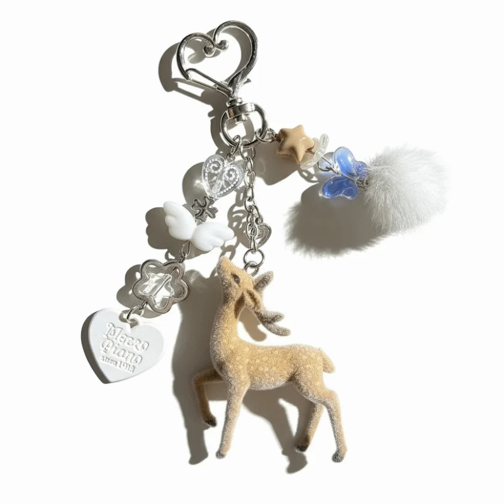Cute Portable Deer Keychain 11.5cm Length Korean Style DIY Bead Case Handmade Bag Pendant
