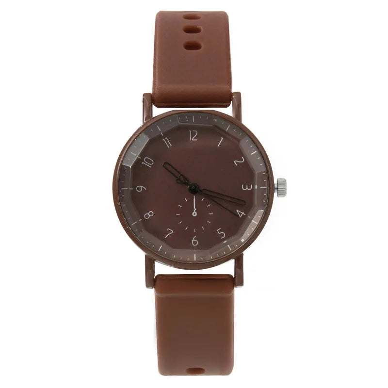 Fashion Candy Color Silicone Band Women Quartz Watch Arabic Dial Girls Students Wristwatch