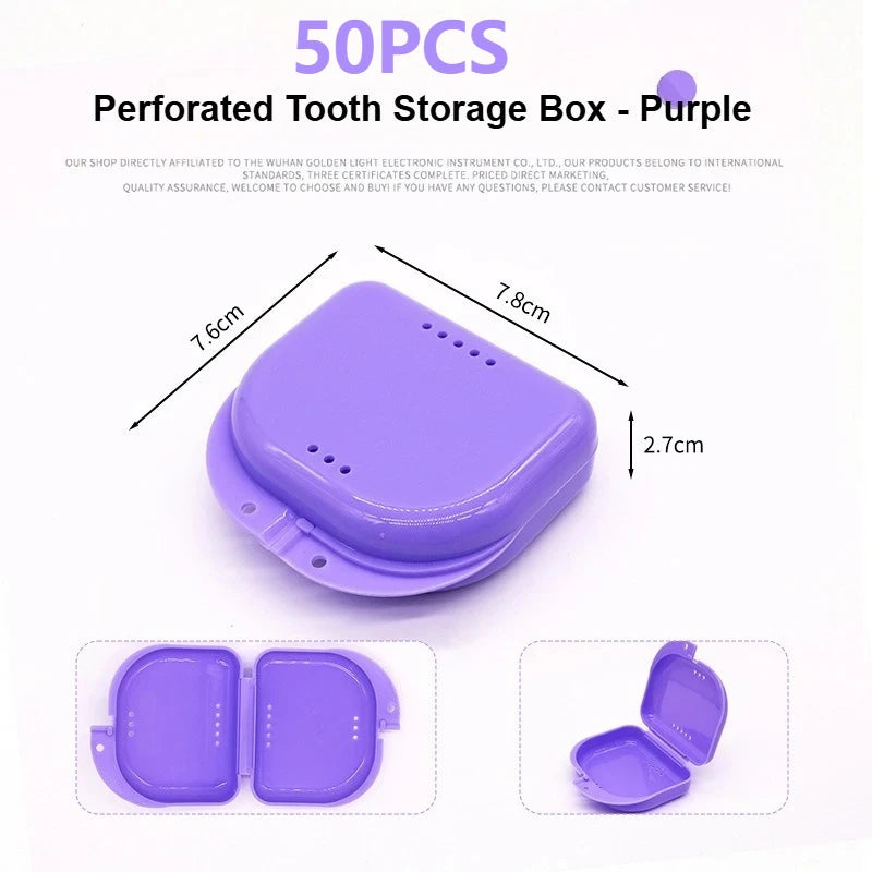 50PCS Denture Storage Box Denture Placement Device with Breathable Holes Orthodontic Prosthesis Teeth Boxes Dental Retainer