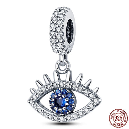 100% Real 925 Silver Classic Devil's Eye Charms Beads For Women Fit Original Qikaola Bracelets Fine DIY Jewelry Making