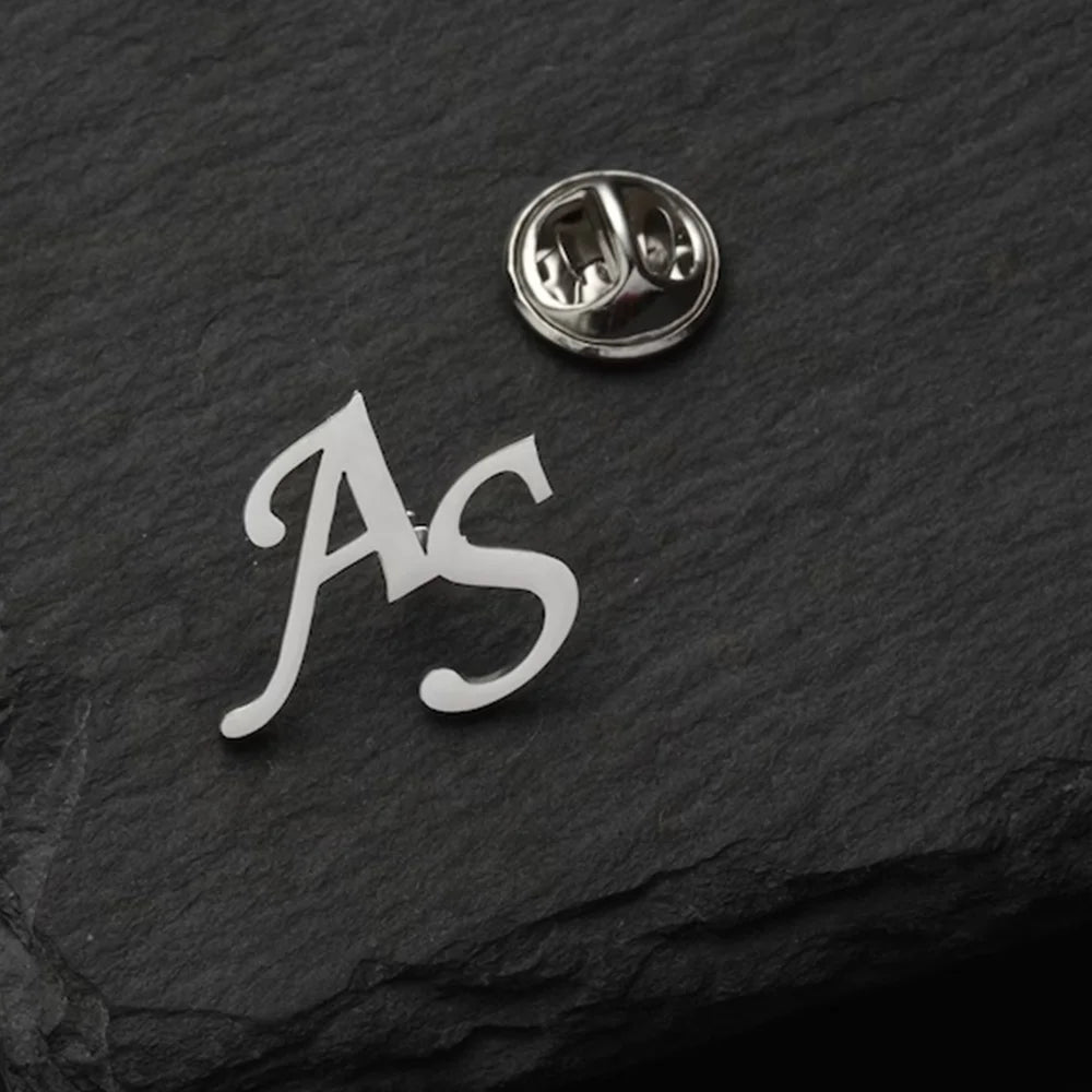 Custom Initials Brooch for Men's Suit for Casual Sweater Coat Personalized Letters Pins Badge Nameplate Brooch Jewelry