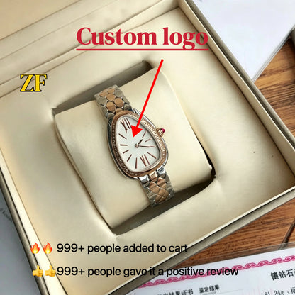 New Customized Women's Snake Shaped Stainless Steel Quartz Watch with Diamonds Luxury Design Female Waterproof Clock with Box