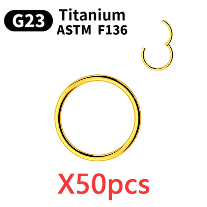 10/50Pcs Wholesale Hoop Earring G23 Titanium Nose Ring For Women Piercing Jewelry Lip Ear Ring Hoop Mixed Color Body Clips Hinge