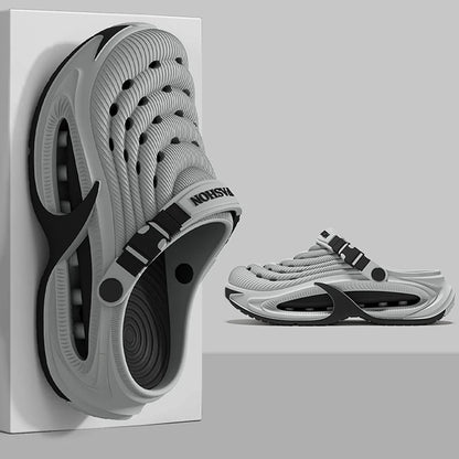 Fashion Hollow Out Thick Bottom Sports Sandals Men Eva Soft Sole Summer Clogs Sandals Men Non Slip Outdoor Driving Beach Sandles