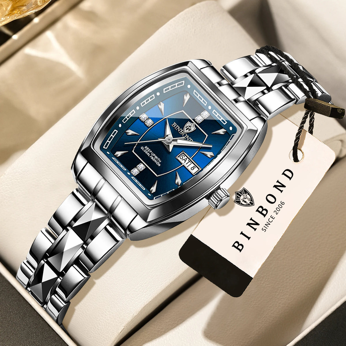 BINBOND Week Display Auto Date Precise Quartz Watches for Women Luxury Luminous Waterproof Durable Women's Watches Casual Reloj