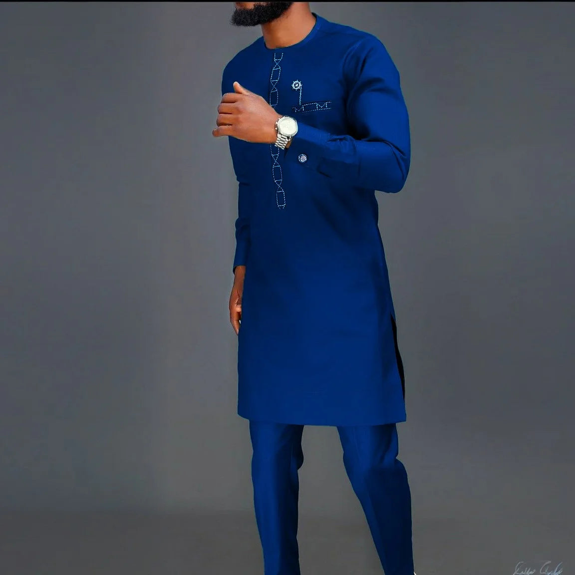 2025 African Men Dashiki Long Sleeve 2 Piece Set Traditional Outfit Africa Clothing White Men's Suit Male Shirt Pants Suits