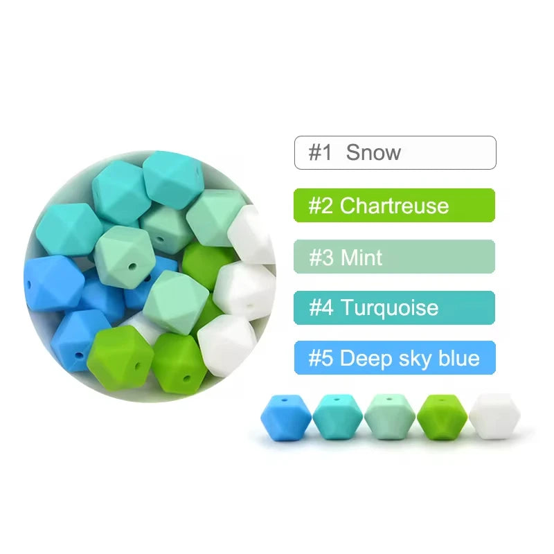 LOFCA 10pcs 14mm/ 17mm Hexagon Silicone Beads  For Jewelry Making Bulk DIY Necklace Pacifier Chain  Popular Jewelry Accessories