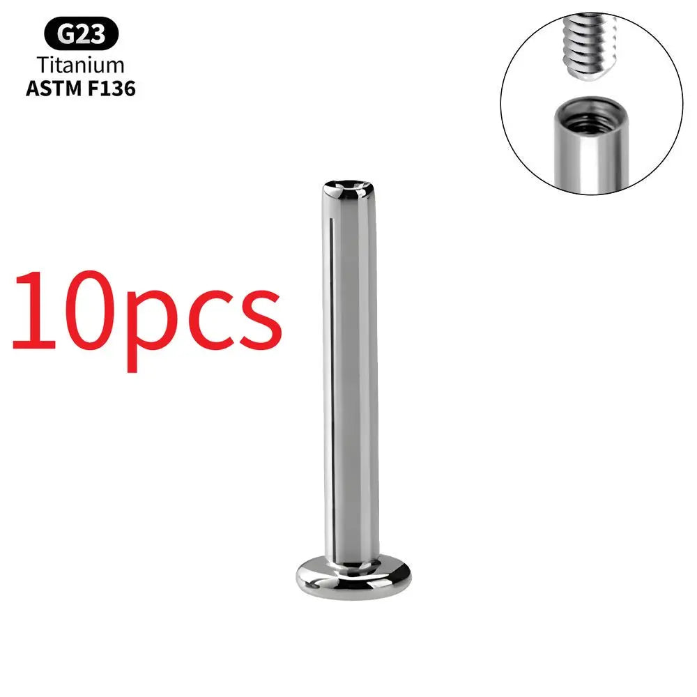 1/10PCS Titanium Labret Stud Internally Threaded Push Pin Tragus Helix Conch Septum Flat Back Plug-in  Ear Piercing Jewelry