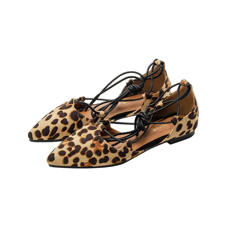 sexy cross-tied gladiator summer shoes woman pointe toe cut out flat lace up ballet flats Roman style D'orsay shoes big size 43