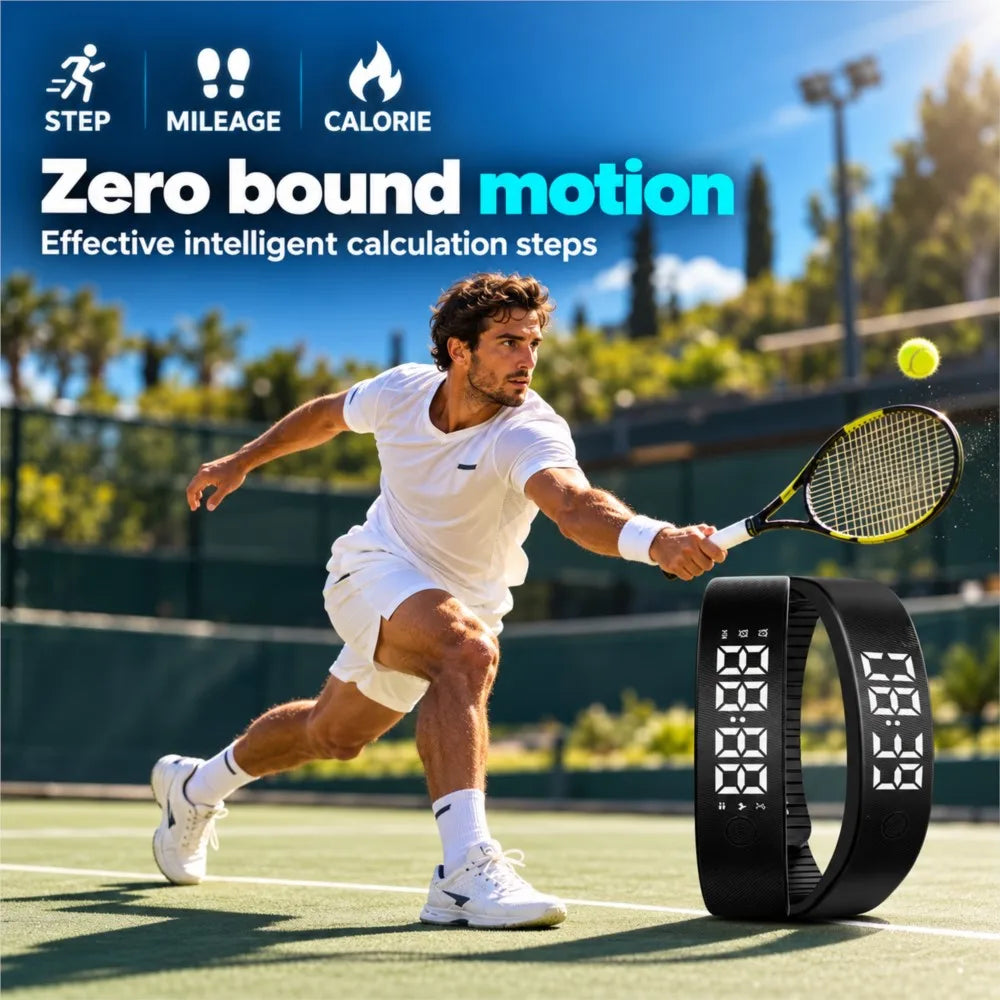 Vibrating Alarm Clock Wrist Band for Heavy Sleepers Silent Reminder Snooze-proof Smart Bracelet for Pedometer Estimated Calories