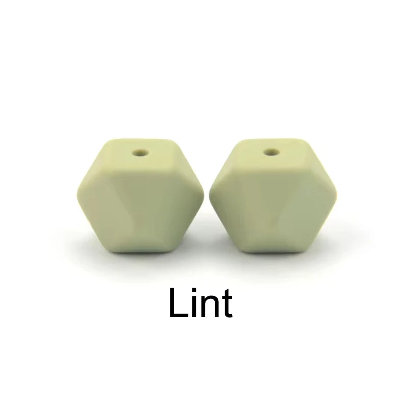 LOFCA 10pcs 14mm/ 17mm Hexagon Silicone Beads  For Jewelry Making Bulk DIY Necklace Pacifier Chain  Popular Jewelry Accessories