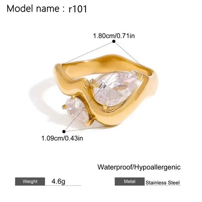 2026 Simple Stainless Steel Rings For Women Gold Color Smooth Geometric Open Rings Arc Rings Diamonds Jewellery Ring Gift