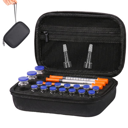 Insulin Vial Case 3ml 30ml Portable Medicine Organizer EVA Oxford Storage Box With Foam Slots For Travel Fridge Storage