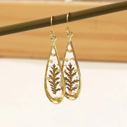 Natural Flower Drop Earrings Unique Epoxy Resin Real Flowers Earrings Elegant Pressed Flowers Earring Wholesale Custom Accessory