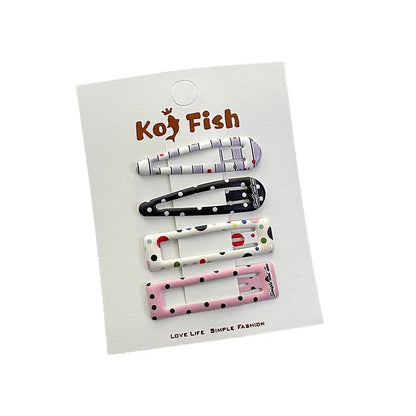 4pcs Colorful Polka Dot Geometric BB Clips Broken Hair Bangs Forehead Side Clips Edge Hairpins Spring and Summer Fresh Headwear
