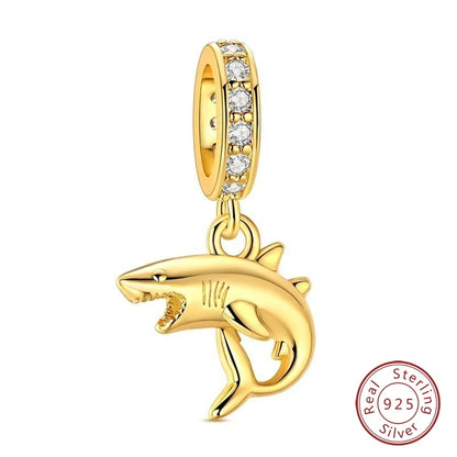 Hot Sales 925 Sterling Silver Golden Series Charms Leopard Little Bear Starfish Bow Bead Fit Original Bracelet DIY Women Jewelry