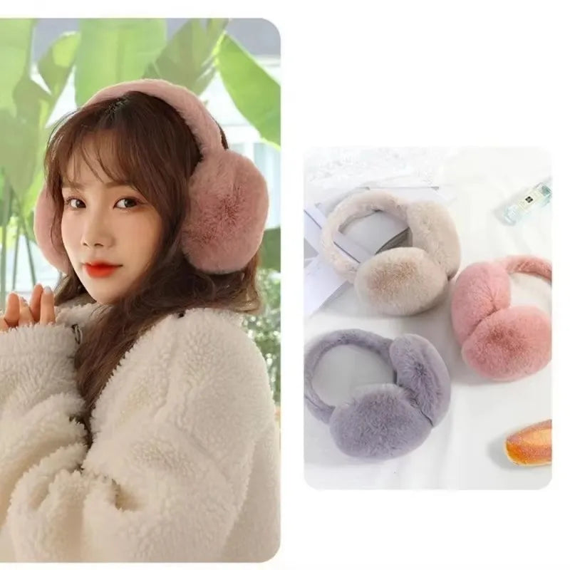 2/6pcs Solid Color Soft Plush Ear Warmer Winter Warm Earmuffs Fashion Ear Cover Outdoor Cold Protection Ear-Muffs