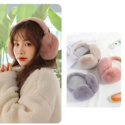 2/6pcs Solid Color Soft Plush Ear Warmer Winter Warm Earmuffs Fashion Ear Cover Outdoor Cold Protection Ear-Muffs