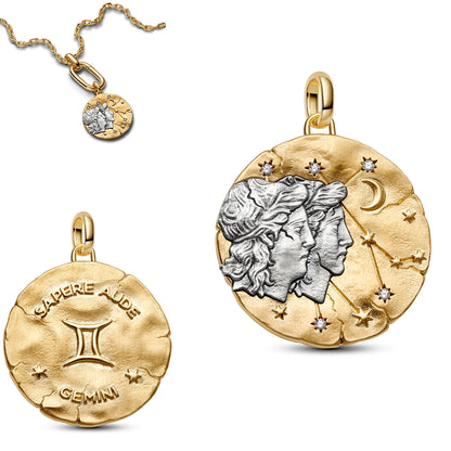 925 Sterling Silver Zodiac Coin Charms 12 Constellation Coin Pendant Crystal Lucky Amulet Beads Bracelet Necklace DIY Jewelry