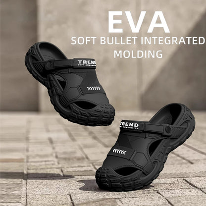 EVA Sandals for Men in Summer, Thick Soft Soled for Outdoor Wear, Beach Shoes for Casual Sports, and Perforated Shoes