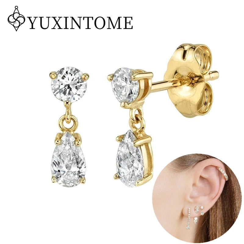 925 Sterling Silver Ear needles Crystal Zircon Small studs Earrings for Women gold-plated round Piercing Earrings New in 2022
