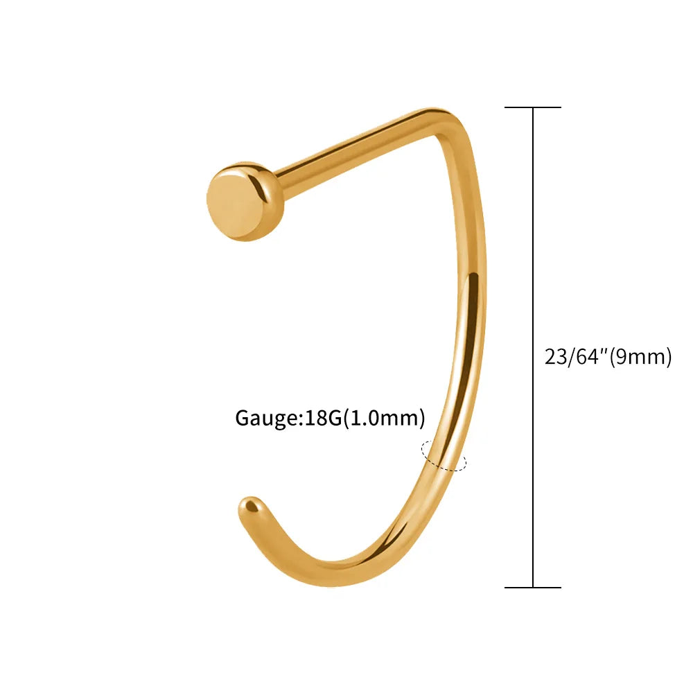 5pcs/lot Right Grand ASTM F136 Titanium 20G Open D Shape Nose Ring Hoop Tragus Cartilage Retainer Body Piercing Jewelry 8MM 10MM