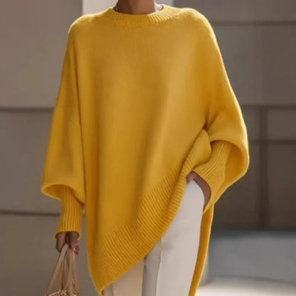 New women's autumn and winter round neck long-sleeved tops knitted pullover loose lazy style solid color women's casual sweater