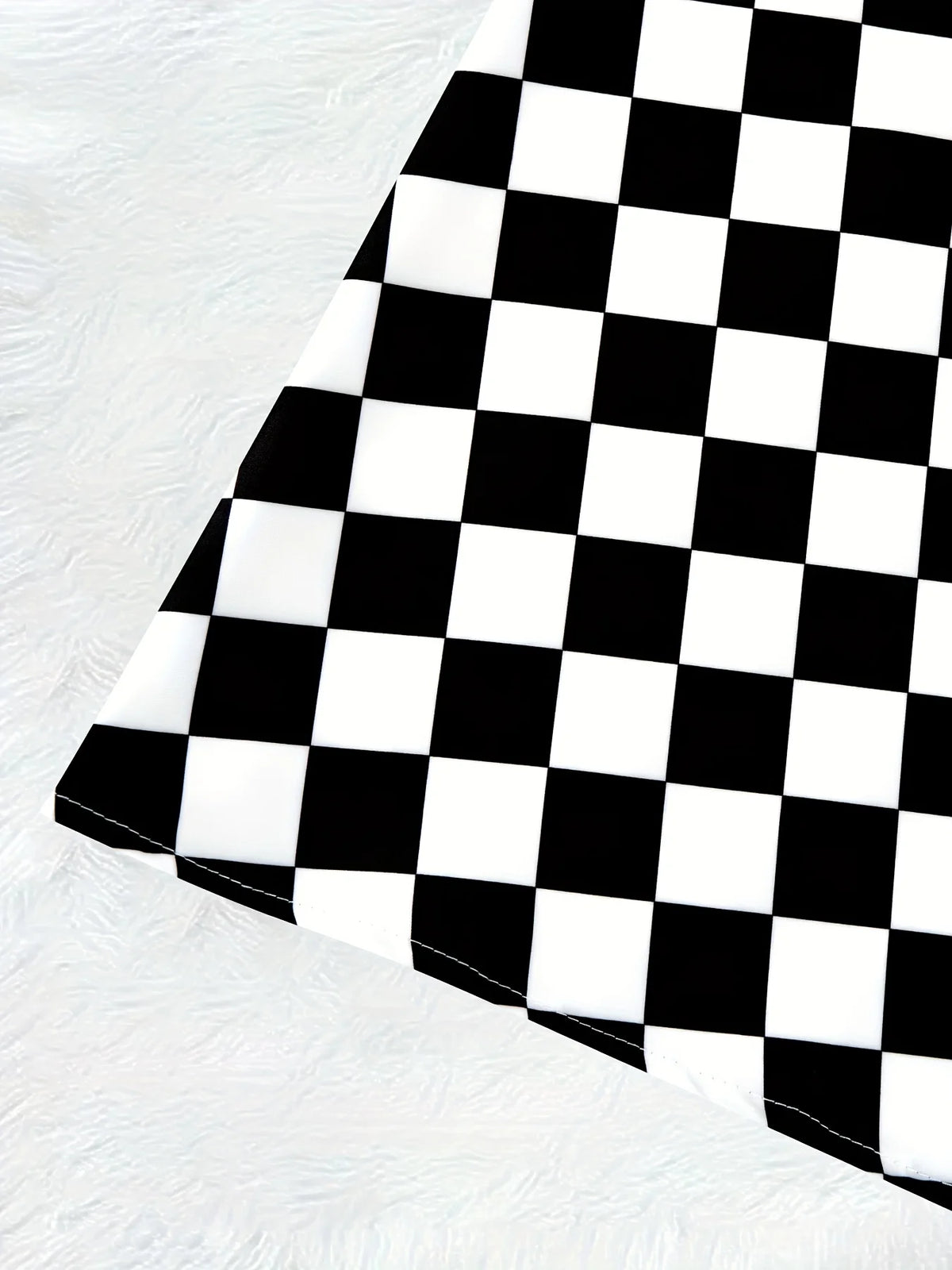 Printed Design Four Seasons Black and White Chessboard Pattern Casual Style Half Skirt