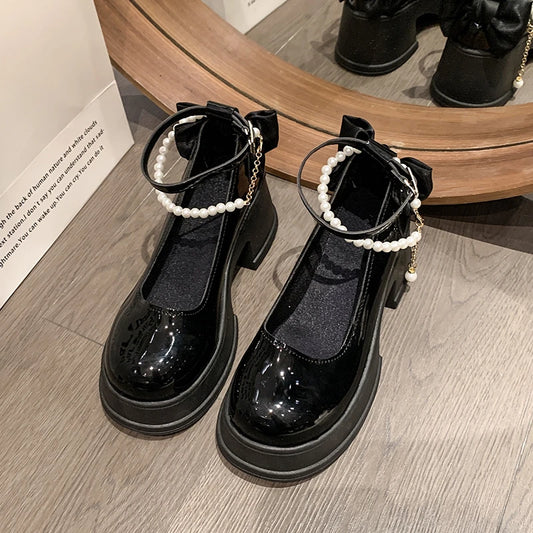Spring/Summer High Heels with Skirts High Heels Pearl Buckles Mary Jane Business Women's Shoes Banquet Casual Shoes for Women