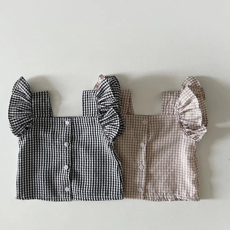 MILANCEL 2024 Summer Baby Lattice Clothing Set Toddler check Tee and Shorts 2Pcs Girls Outwear Suits