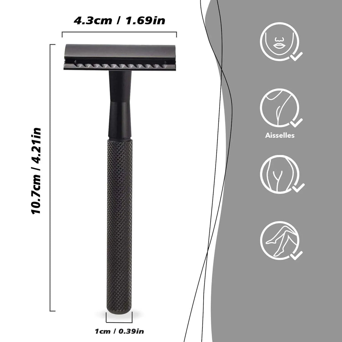 Black Safety Razor Weighted Handle Metal Razor  With 10Double Edge Safety Blade Refills Razor for Men & Women