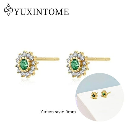 925 Sterling Silver Ear needles Crystal Zircon Small studs Earrings for Women gold-plated round Piercing Earrings New in 2022