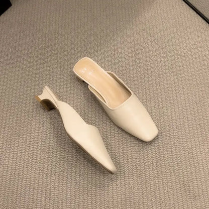 Women's Square-Toe Low-Heel Mules