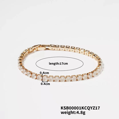 MxGxFam ( 19 cm 17 cm x 4 mm ) Promotion Gold Plated 18 k Multiple Colors Powder Zirconia Bracelet For Women Fashion Jewelry