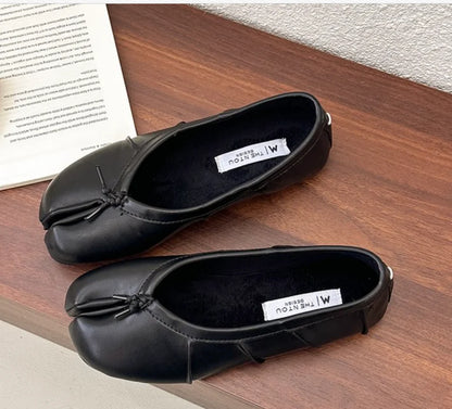 Fashion Bowknot Split Toe Women Tabi Ninja Ballet Flats Slippers Comfortable Walking Loafers Sweet Ladies All-match Mules Shoes