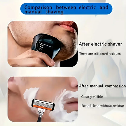 High-End Men's Shaver, Non-Slip Handle, Sharp and Smooth Stainless Steel Blades, 6-Layer Shaver Blades, Manual Shaver